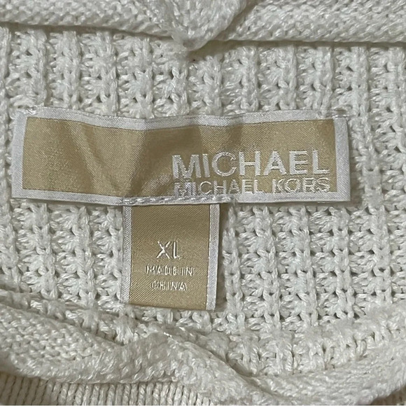 MICHAEL michael kors waffle knit mock neck sweater size XL Ivory - Picture 4 of 6